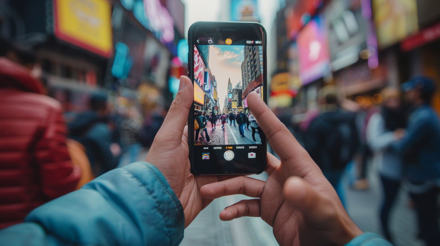 A person using a smartphone to engage with followers.