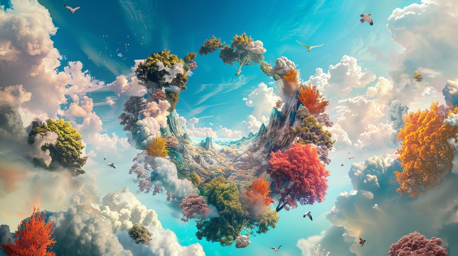 A whimsical brand logo surrounded by vibrant, fantastical nature photography. A whimsical brand logo surrounded by vibrant, fantastical nature photography.