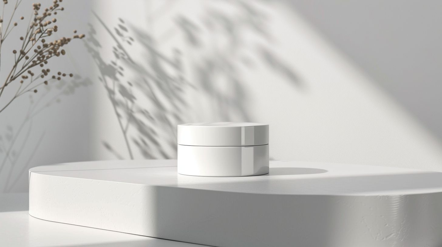 Sleek product packaging displayed against minimalist background, captured with high-resolution digital camera.