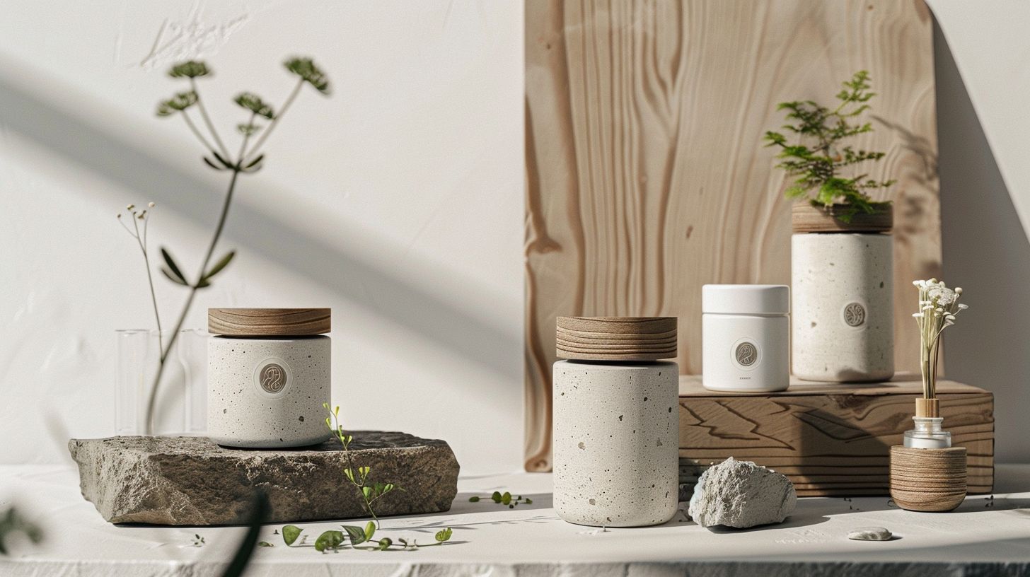 The product packaging showcases nature photography with eco-friendly materials.