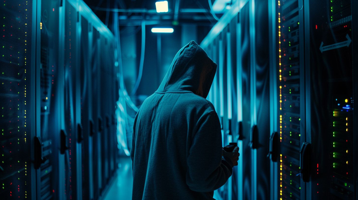 A hacker attempting to break into a locked system. A hacker attempting to break into a locked system.