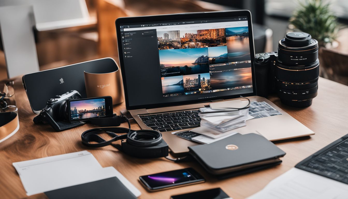 A flat-lay photo of technology devices showcasing AngularJS-powered apps and cityscape photography with diverse individuals. A flat-lay photo of technology devices showcasing AngularJS-powered apps and cityscape photography with diverse individuals.