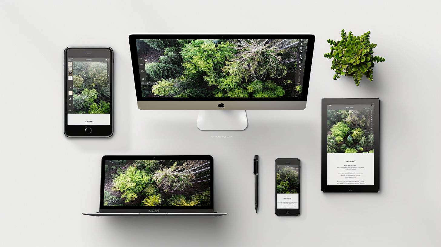 A website displayed on multiple devices with aerial photography responsiveness. A website displayed on multiple devices with aerial photography responsiveness.