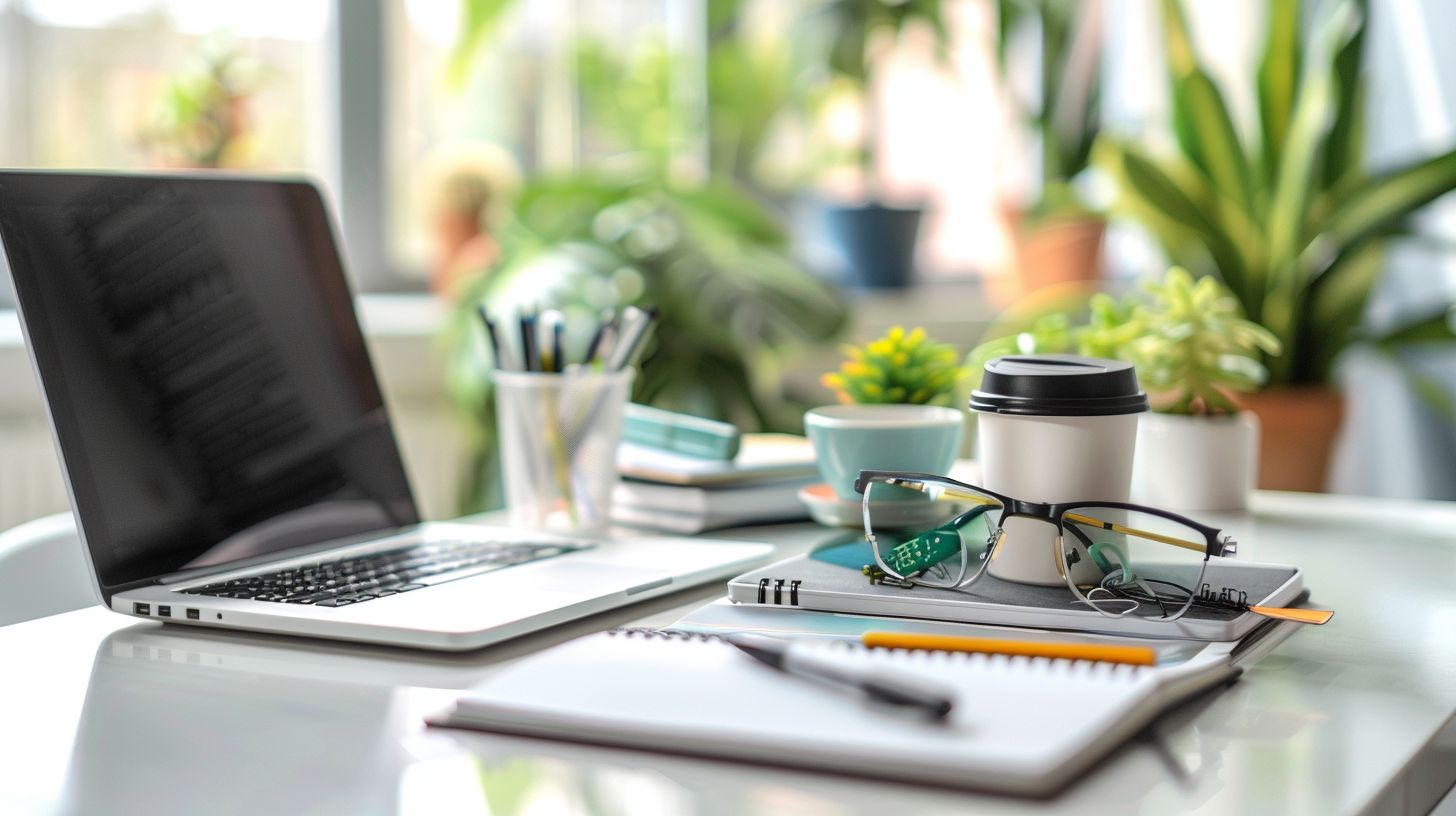 Various content marketing tools arranged neatly on a modern desk. Various content marketing tools arranged neatly on a modern desk.
