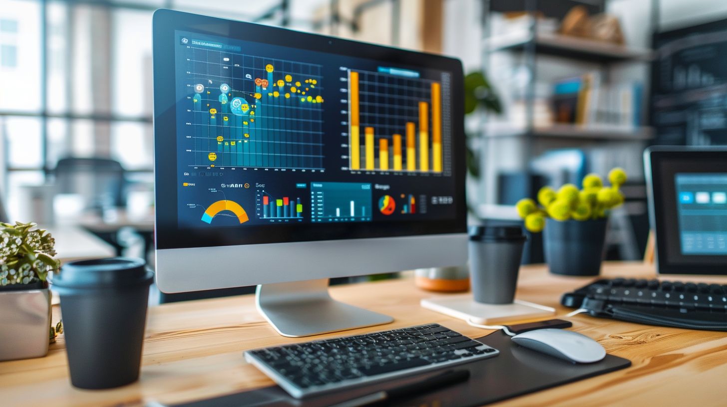 Real-time SEO analytics displayed on a computer monitor in an office.