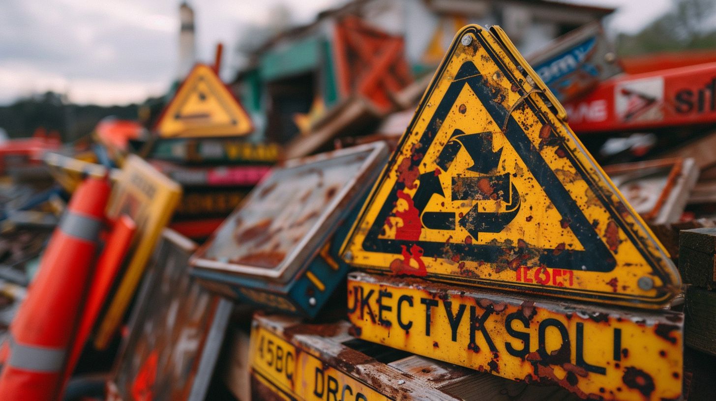 A pile of spammy backlinks is surrounded by warning signs. A pile of spammy backlinks is surrounded by warning signs.
