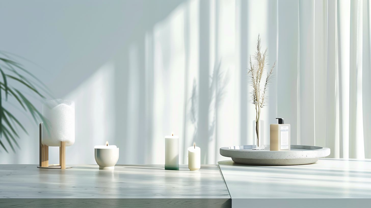 A modern, minimalist product display in a well-designed environment. A modern, minimalist product display in a well-designed environment.