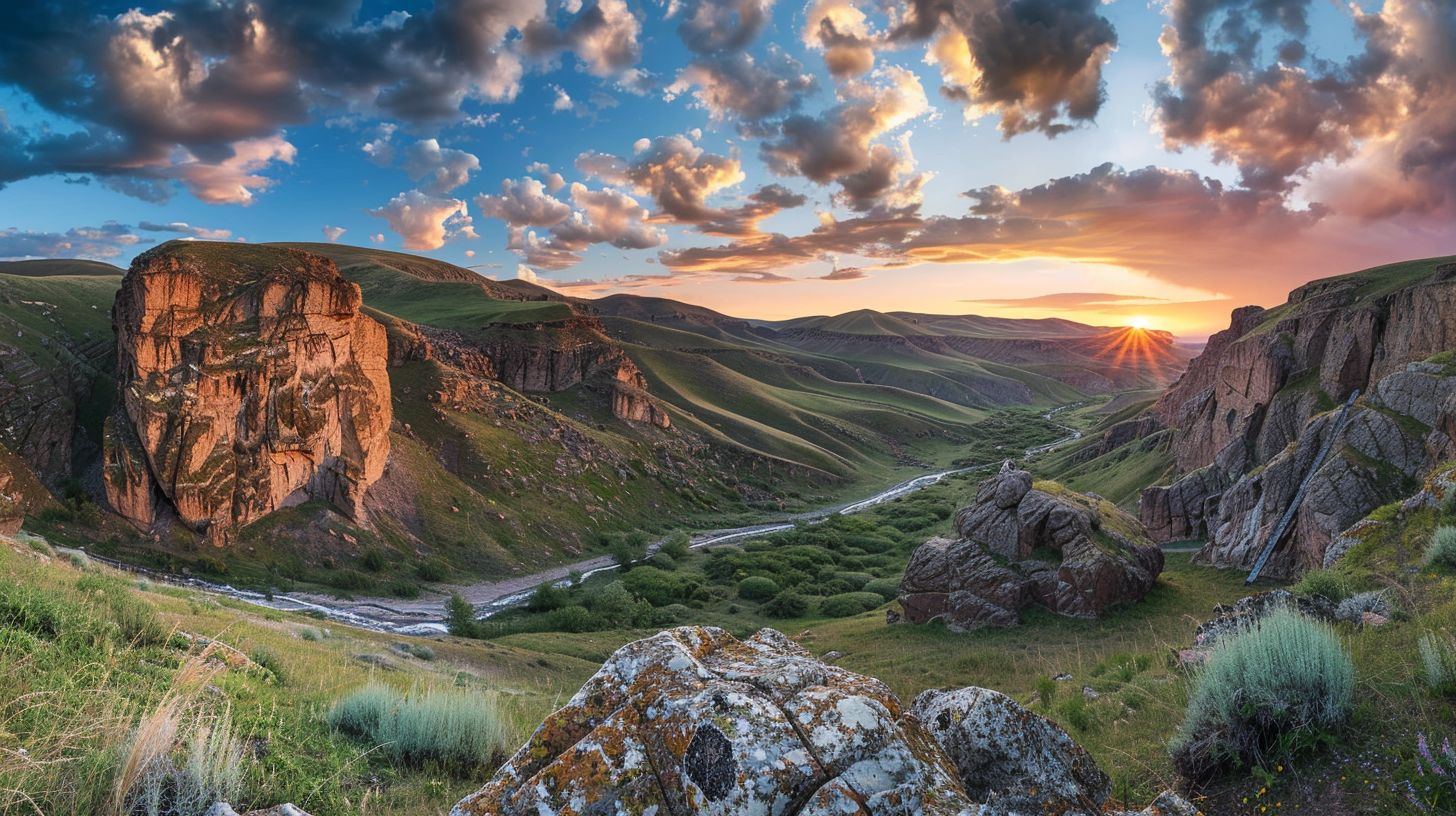 A stunning sunset over a mountain range. A stunning sunset over a mountain range.