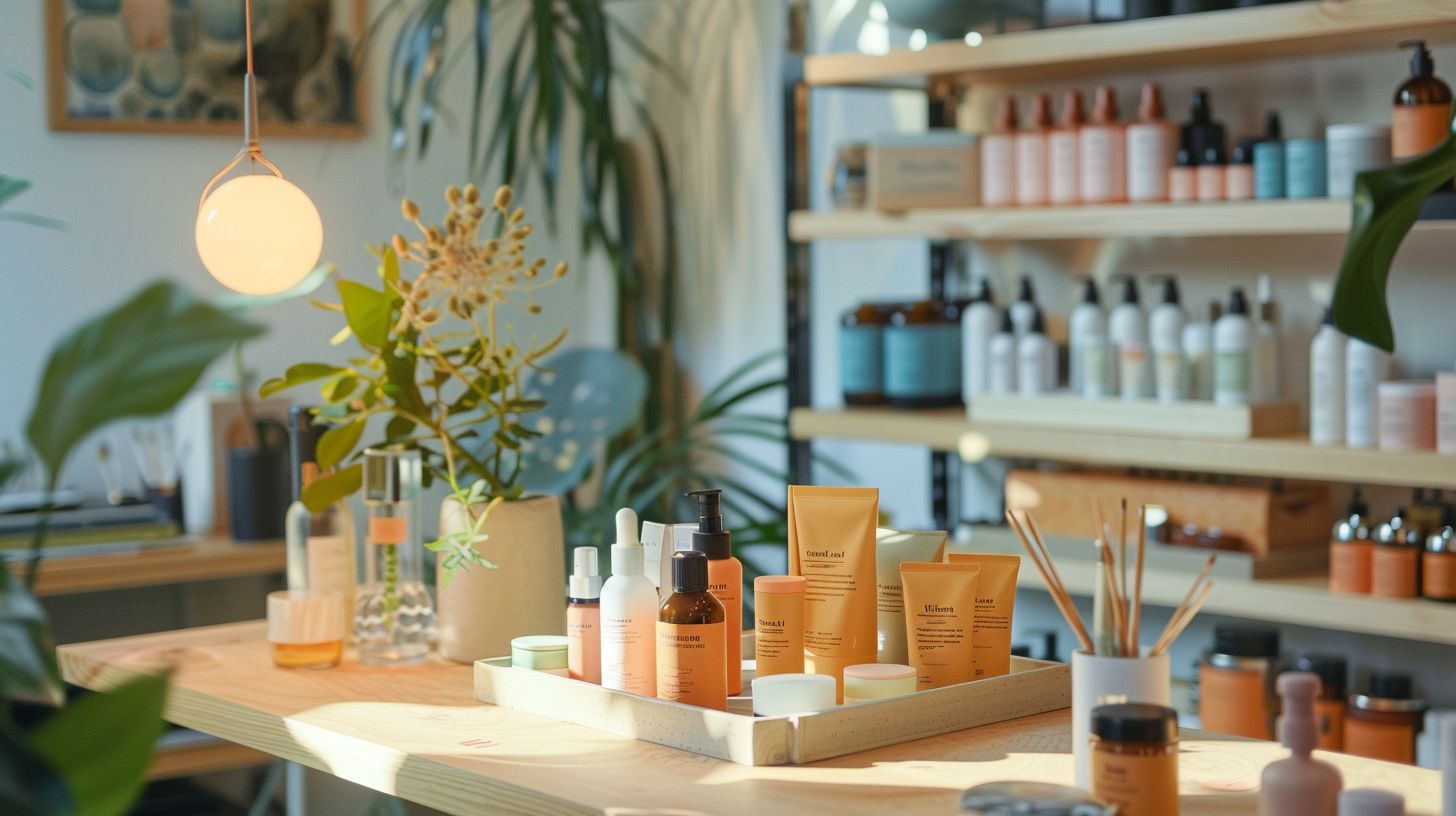 An influencer's organized desk with products captured using a tilt-shift lens. An influencer's organized desk with products captured using a tilt-shift lens.