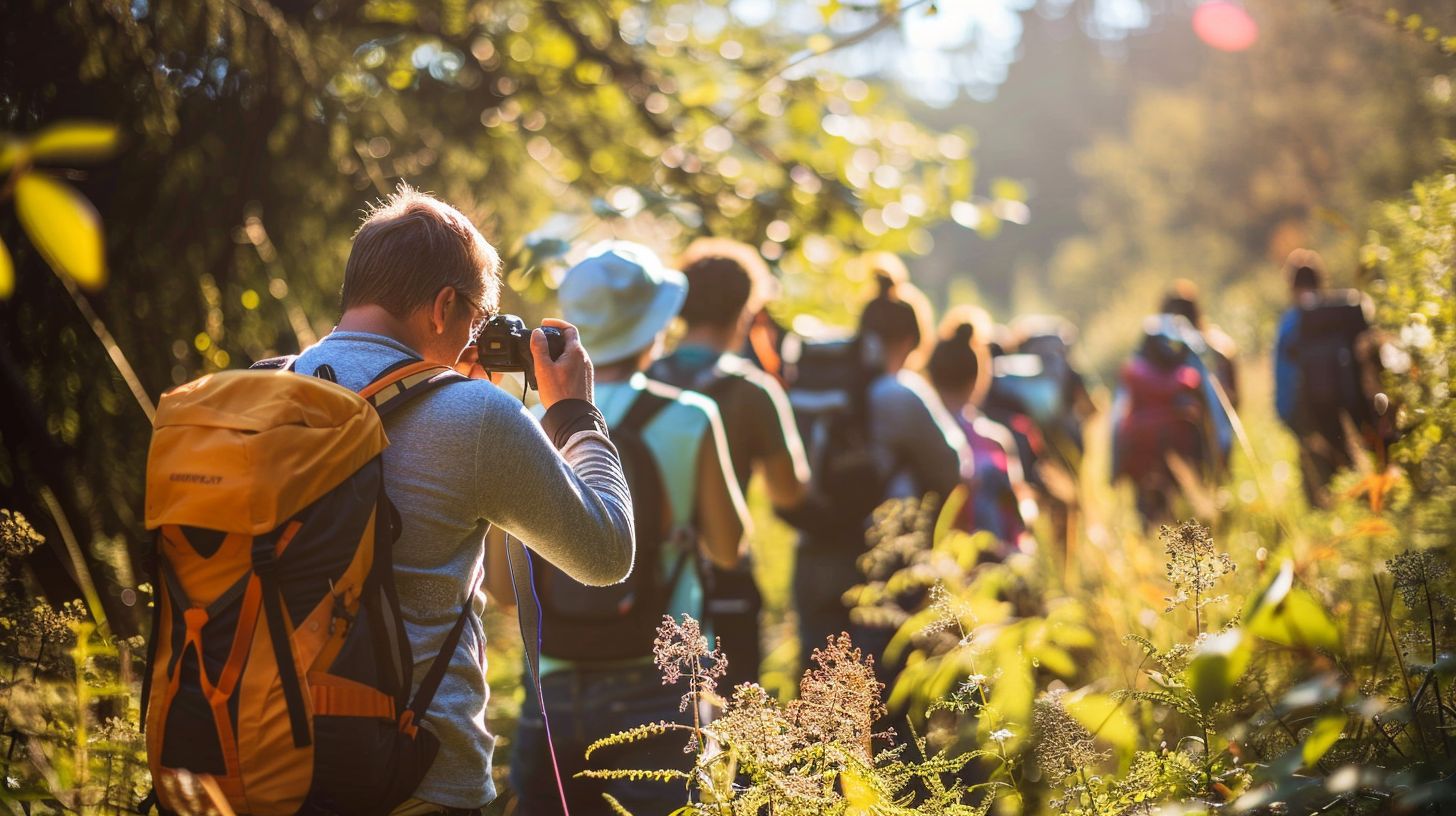 A diverse group of people enjoying outdoor activities in nature. A diverse group of people enjoying outdoor activities in nature.
